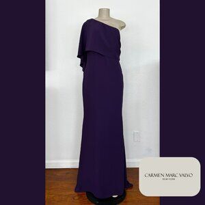 Carmen Marc Valvo | Purple One-Shoulder Evening Gown
